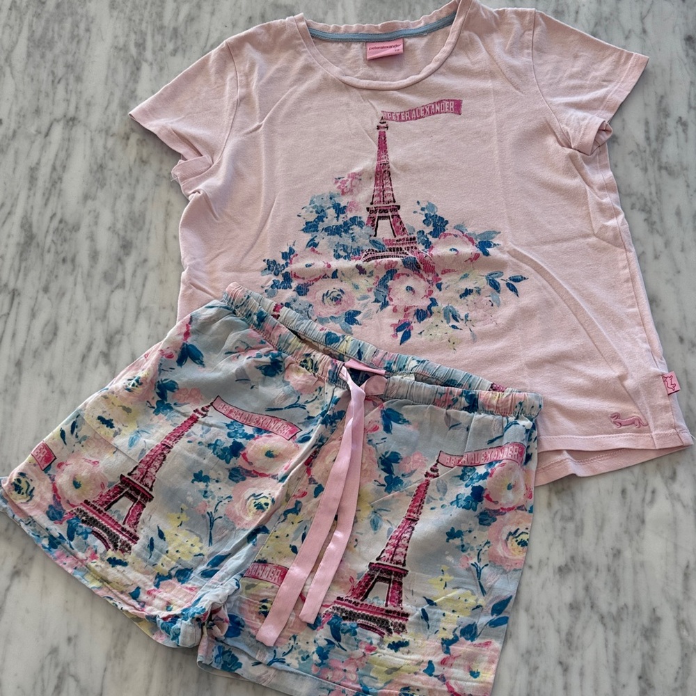 Peter Alexander Pink Floral Eiffel Tower Kids Pajama Set. Jnr 10
